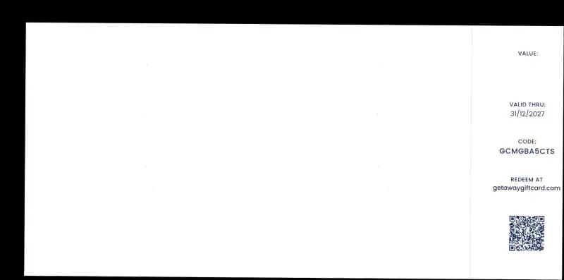 Getaway Gift Card details